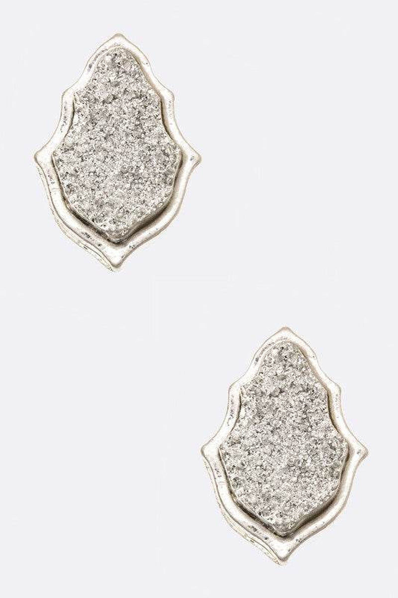 Druzy Leaf Stud Earrings