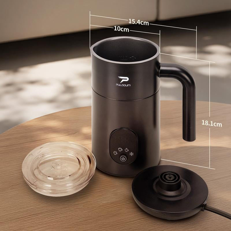 Puldoum Electric Milk Frother 30 Seconds Frothing 4-In-1 Automatic Warm & Cold Froth Maker for Coffee Latte Cappuccino Macchiato Hot Chocolate 11.8Oz 350Ml