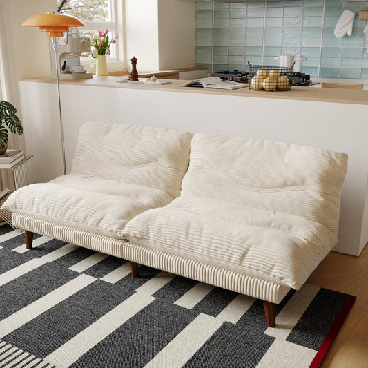 Llappuil 3-In-1 Futon Convertible Sofa Bed, Corduroy Loveaseat Sleeper Sofa Couch for Living Room Apartment Beige.165Cm Frame/175Cm Extended