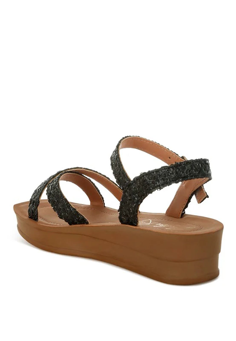 Sephone Woven Square Toe Wedges