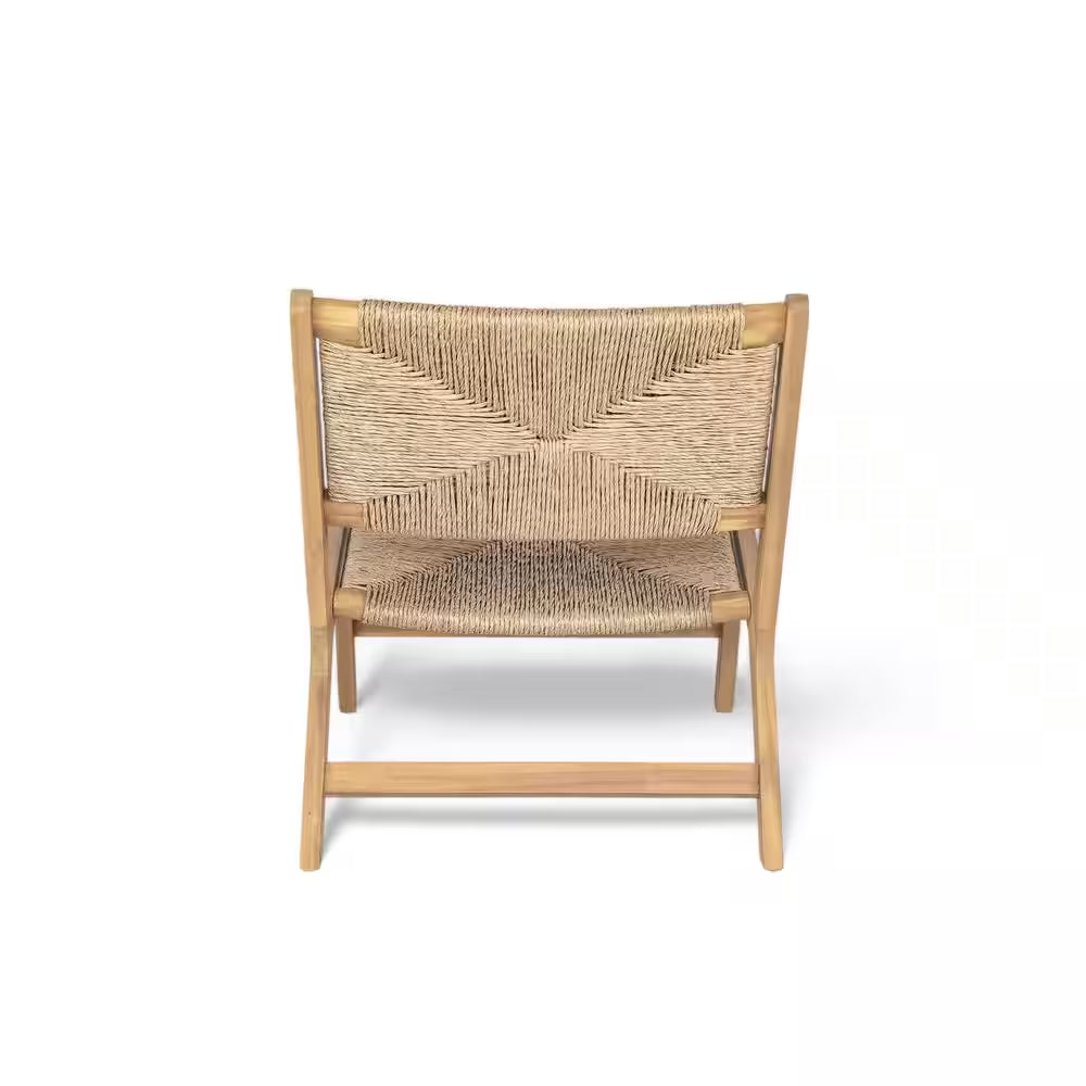 Angelo PE Wicker and Solid Wood Outdoor Patio Lounge Chair, Light Teak, Set of 2