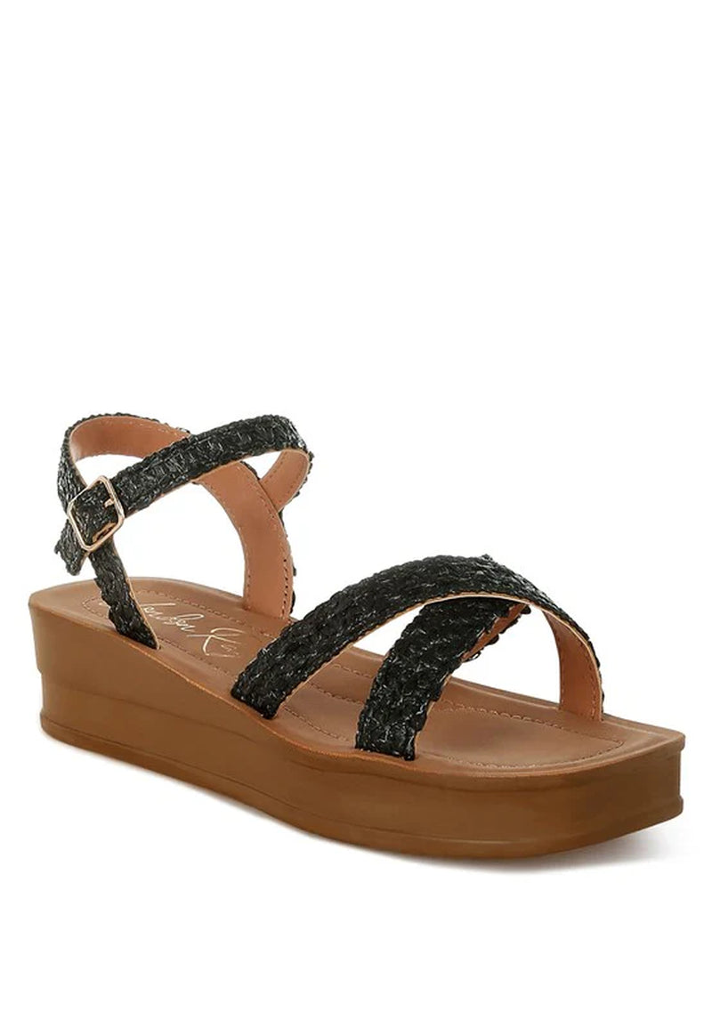 Sephone Woven Square Toe Wedges