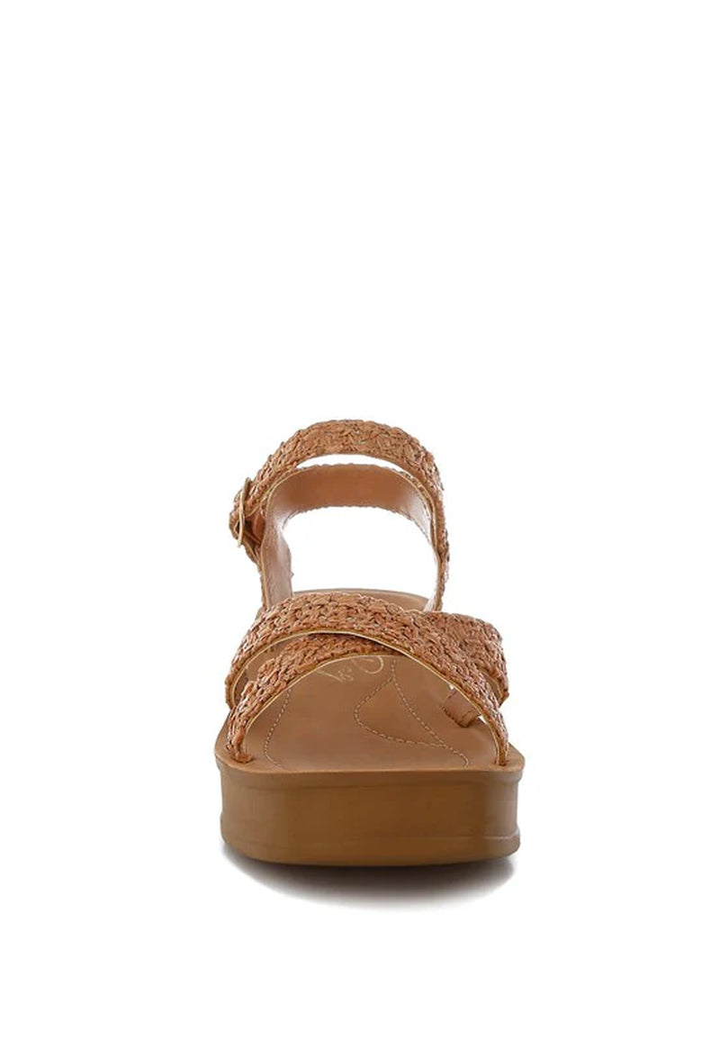Sephone Woven Square Toe Wedges