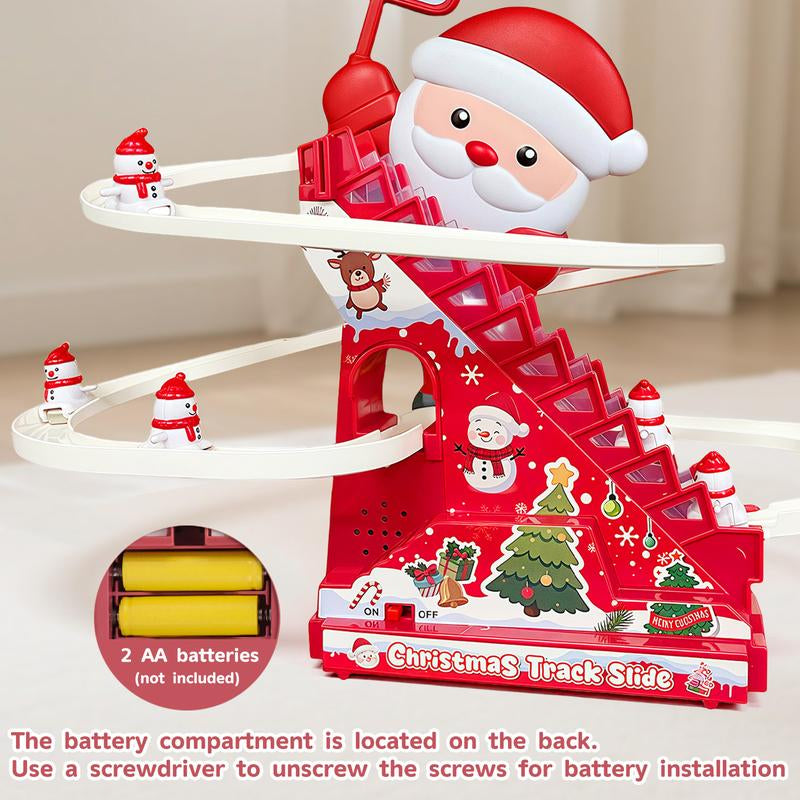 Santa Claus Ladder Climbing Toys, Electric Animation Christmas Decorations with Music and LED Lights, Suitable for Families, Christmas Tree Decorations, Gifts for Children.