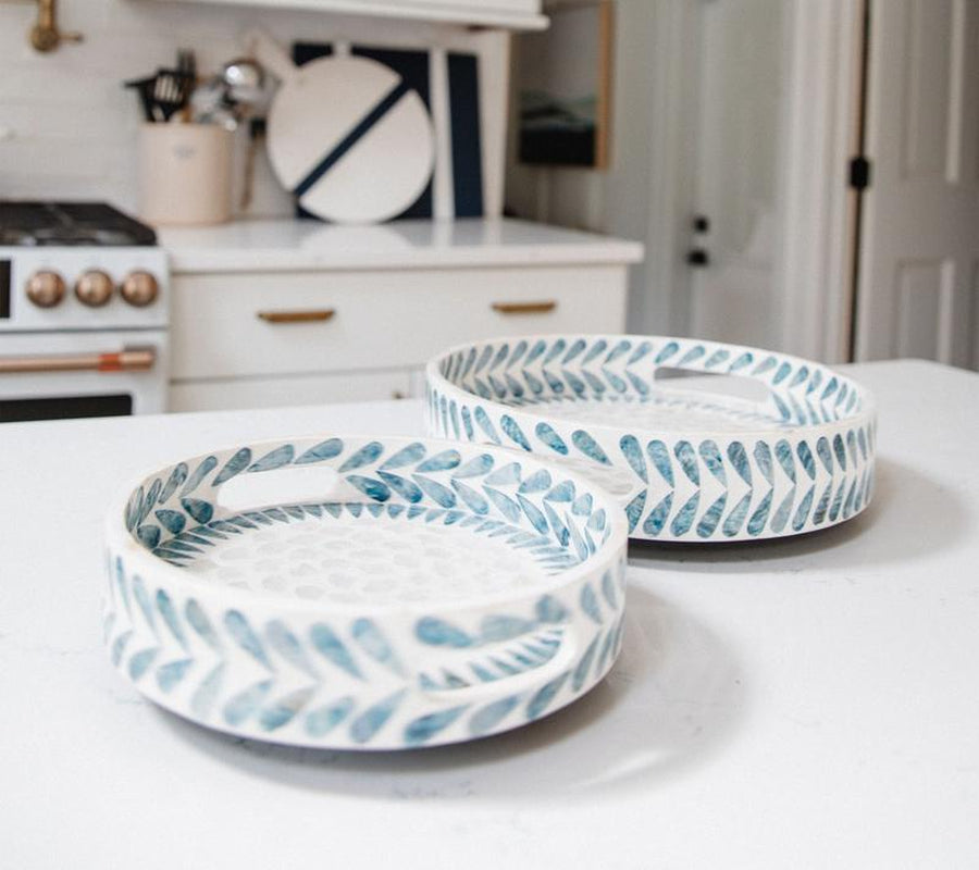 Set of 2 Large and Small Capiz Turntables by Lauren Mcbride
