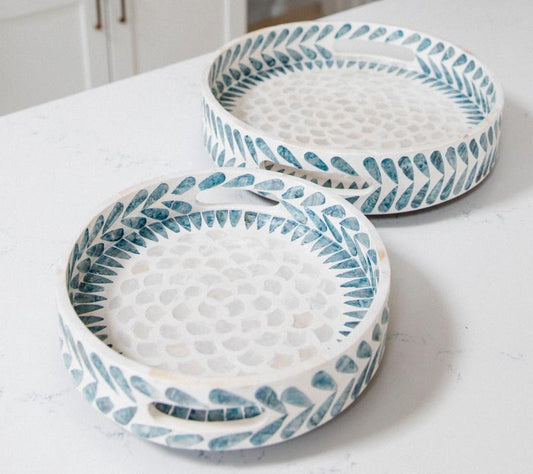 Set of 2 Large and Small Capiz Turntables by Lauren Mcbride