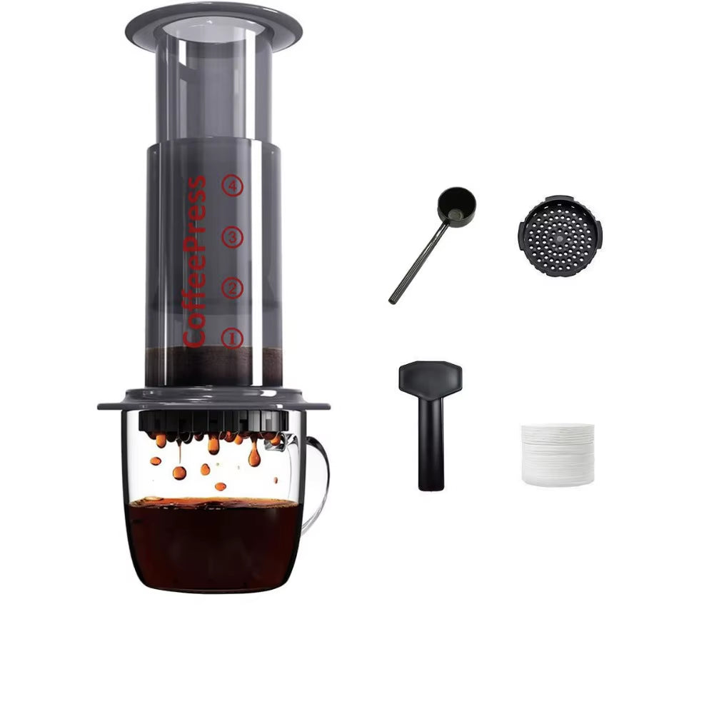 Portable Coffee Kettle Transparent French Style Press Coffee Pot Light Weight Anti-Slip Hand Pour Coffee Maker Outdoor