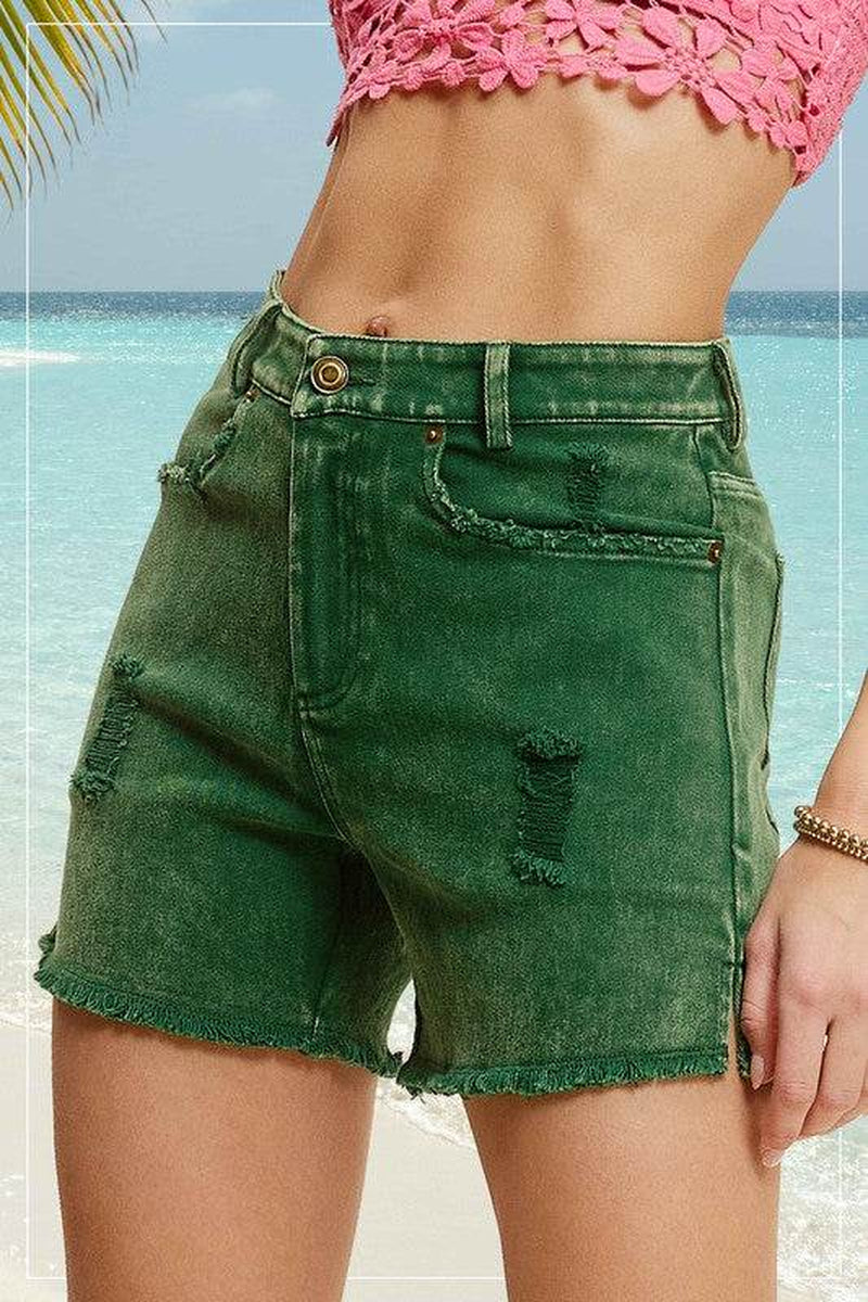 CASUAL WASHED STYLE DENIM SHORTS with POCKETS