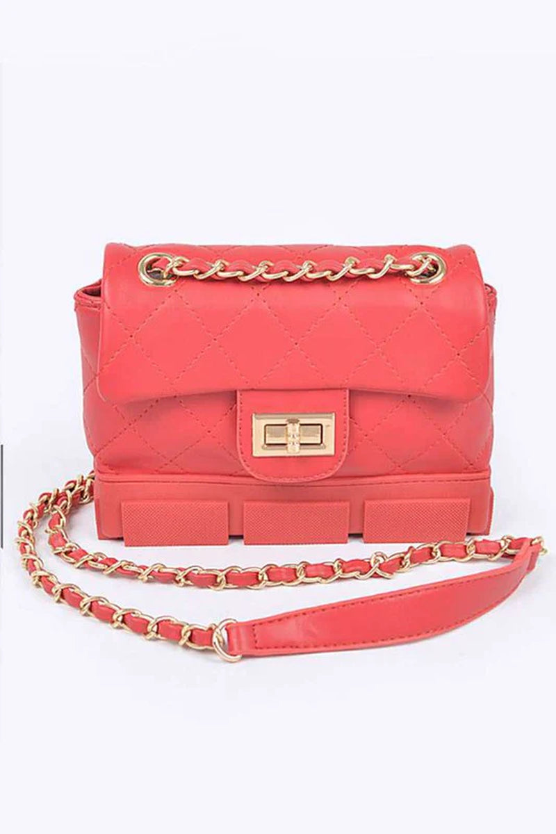 Silicon Bottom Quilted Shouder Bag