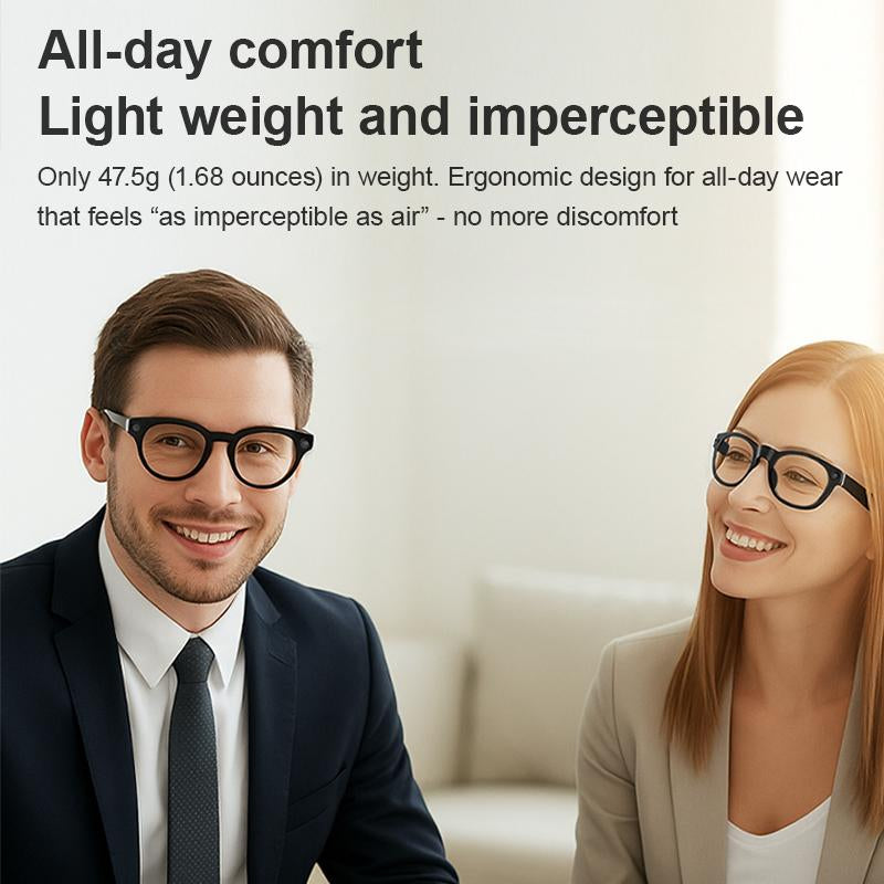 Smart Glasses with 8MP Camera, 1200P Video Recording Wearable Bluetooth Glasses, Lightweight Outdoor Sports Camera Sunglasses Supports Intelligent Image Recognition and Voice Assistant, Multifunctional Wireless Audio Eyewear Glasses Built-In Headphone