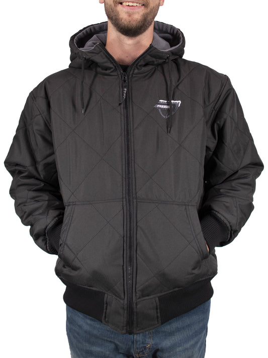 Men'S Winter Coat Fleece Lined Quilted Jacket (Small, Black)