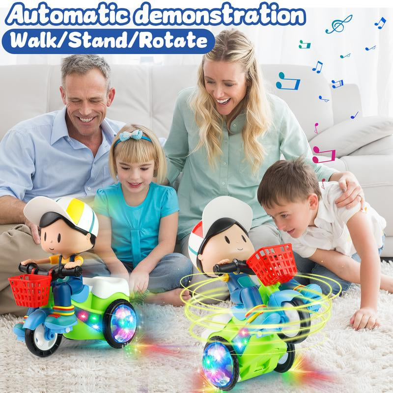 Kids Electric Stunt Bike Toy with Lights Music Wiggling Action & Obstacle Avoidance Fun for Toddlers Christmas Gift Idea