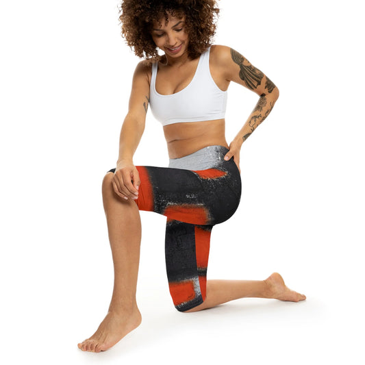 Women’S Capri Leggings RED ORANGE by Queennoble