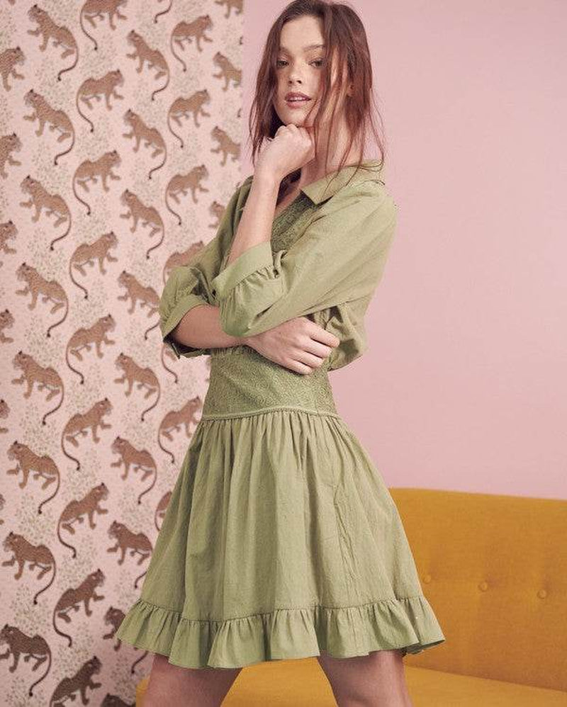 Eyelet Detail 3/4 Sleeve Short Dress JBJ1091