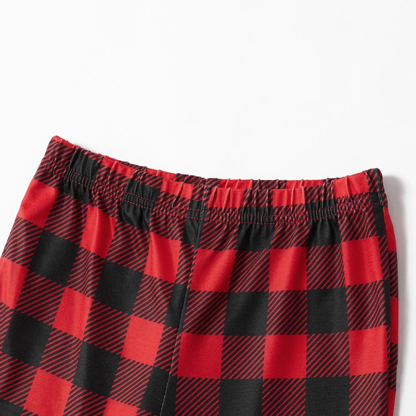 Merry Christmas Pajamas Letter Antler Print Plaid Splice Family Matching Pajamas Sets for Men, Red Plaid, L