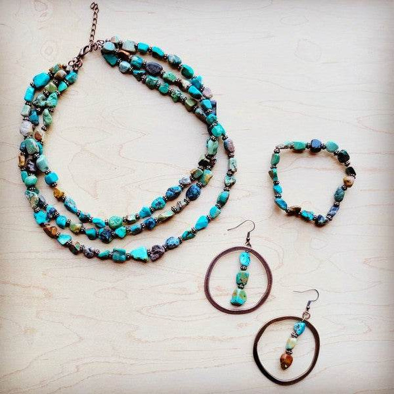 Genuine Hubei Natural Turq Beaded W/ Copper