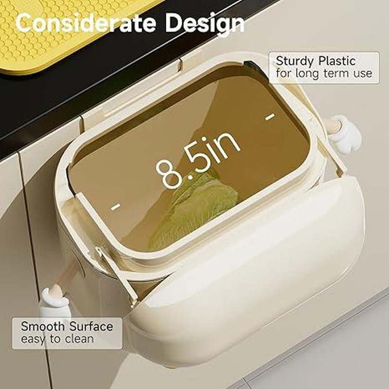 UFORU 3.2Gal/12L Compost Bin Kitchen for Counter Top or under Sink Plastic Hanging Trash Can with Lid Wall Mounted Garbage Can for Bathroom Office RV ABS Plastic Smooth Surface Easy Cleaning Leak-Proof Seal for Odor Control - Installation Installation