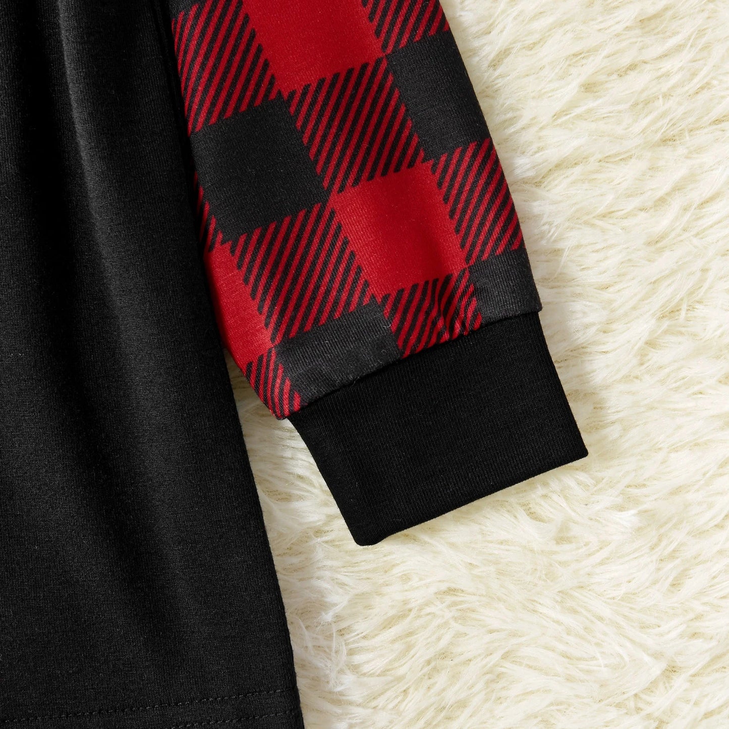 Merry Christmas Pajamas Letter Antler Print Plaid Splice Family Matching Pajamas Sets for Men, Red Plaid, L