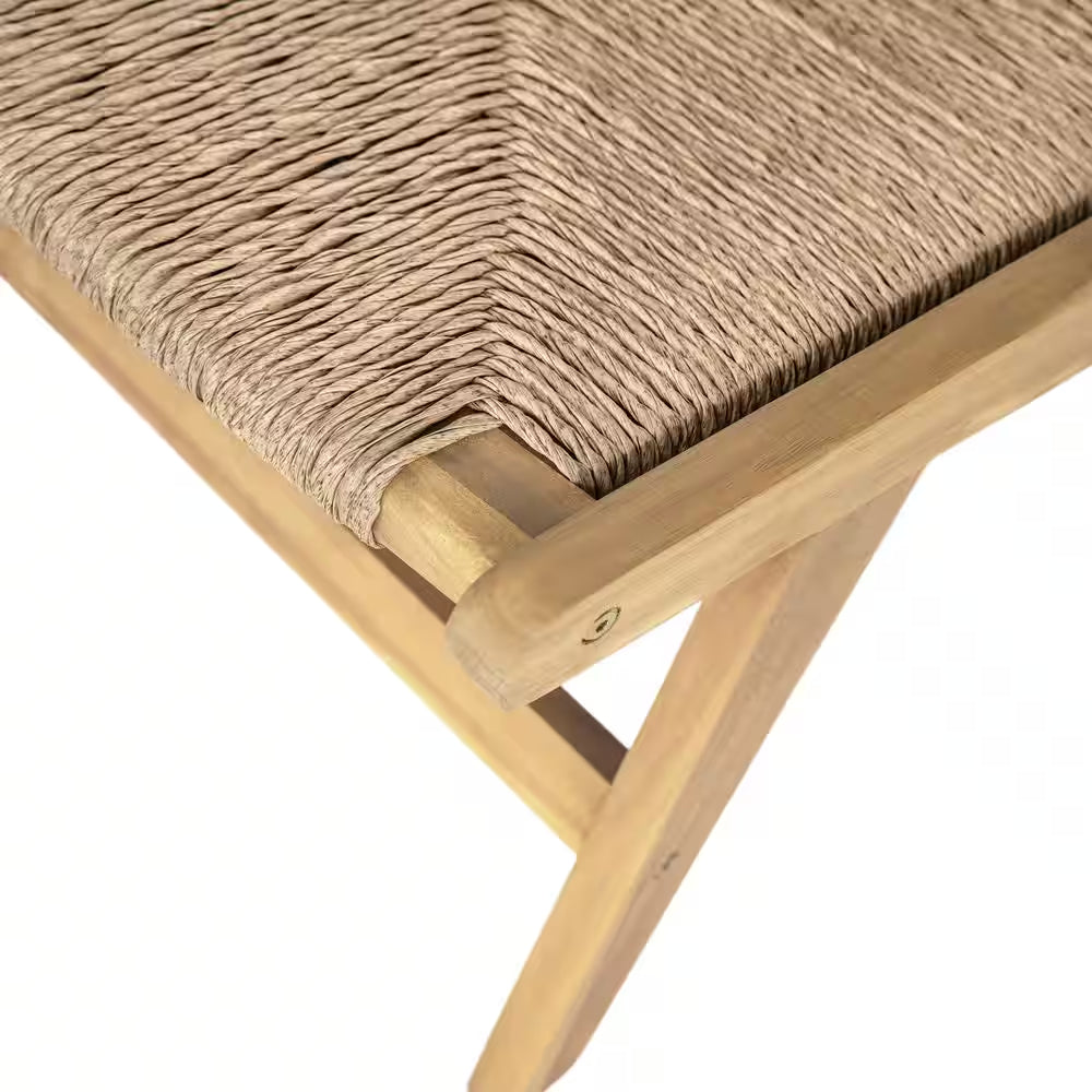 Angelo PE Wicker and Solid Wood Outdoor Patio Lounge Chair, Light Teak, Set of 2