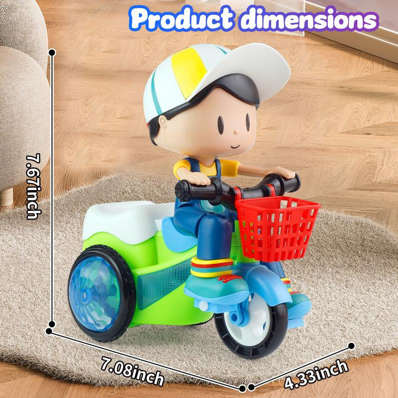 Kids Electric Stunt Bike Toy with Lights Music Wiggling Action & Obstacle Avoidance Fun for Toddlers Christmas Gift Idea