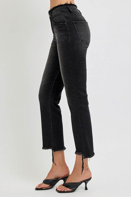 RISEN Full Size Raw Hem Cropped Flare Jeans plus Size