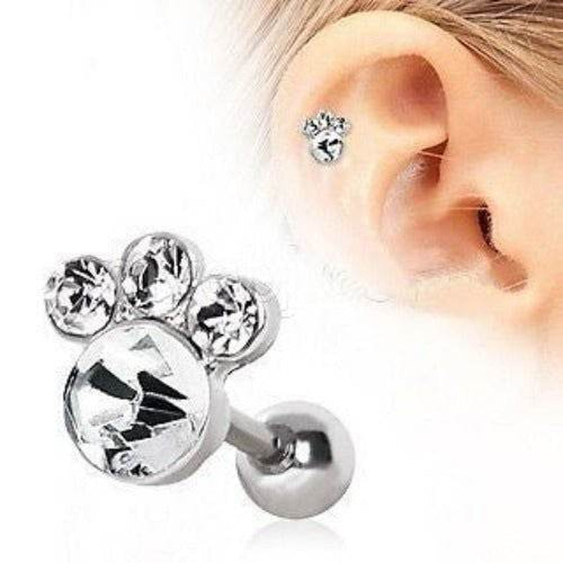 Animal Paw Cartilage Earring Gemmed Cartilage