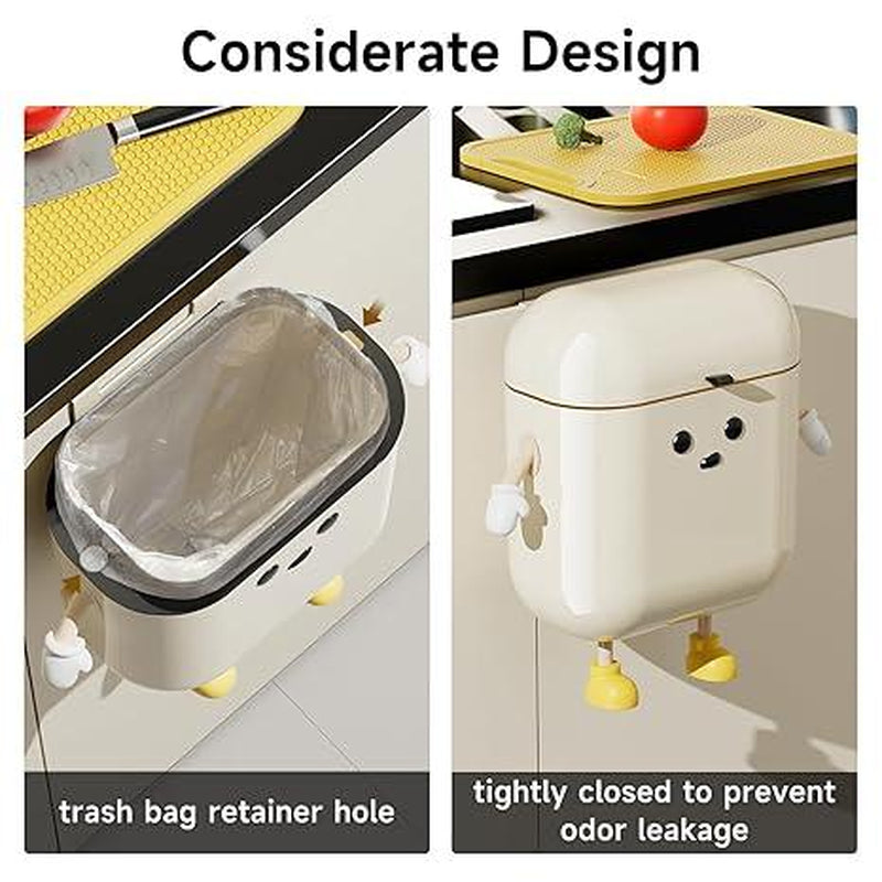 UFORU 3.2Gal/12L Compost Bin Kitchen for Counter Top or under Sink Plastic Hanging Trash Can with Lid Wall Mounted Garbage Can for Bathroom Office RV ABS Plastic Smooth Surface Easy Cleaning Leak-Proof Seal for Odor Control - Installation Installation