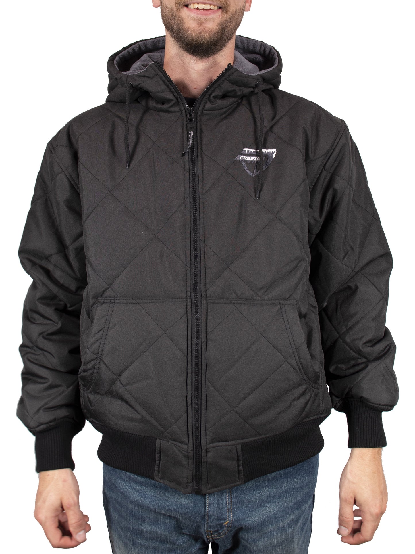 Men'S Winter Coat Fleece Lined Quilted Jacket (Small, Black)