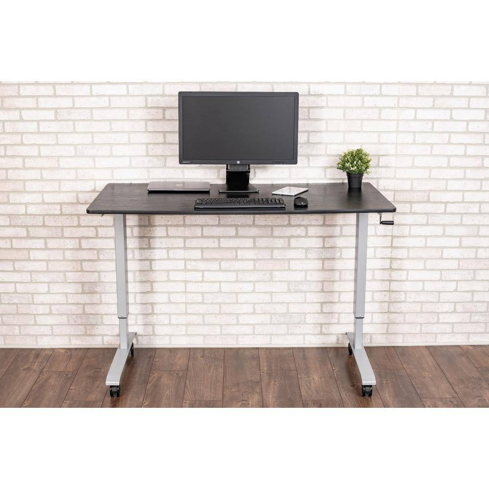 59 In. Rectangular Silver/Black Standing Desks with Adjustable Height