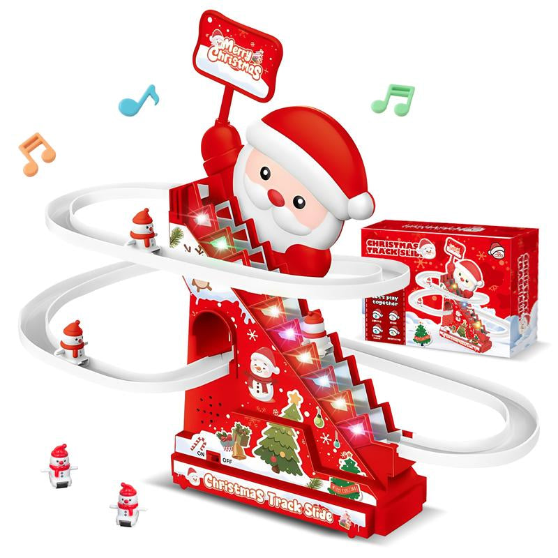 Santa Claus Ladder Climbing Toys, Electric Animation Christmas Decorations with Music and LED Lights, Suitable for Families, Christmas Tree Decorations, Gifts for Children.