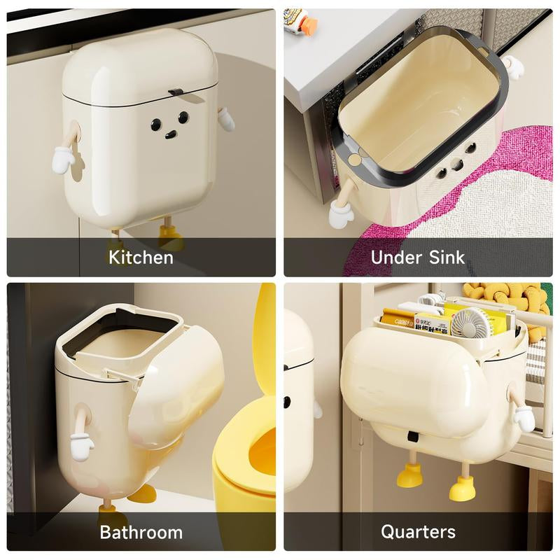 UFORU 3.2Gal/12L Compost Bin Kitchen for Counter Top or under Sink Plastic Hanging Trash Can with Lid Wall Mounted Garbage Can for Bathroom Office RV ABS Plastic Smooth Surface Easy Cleaning Leak-Proof Seal for Odor Control - Installation Installation