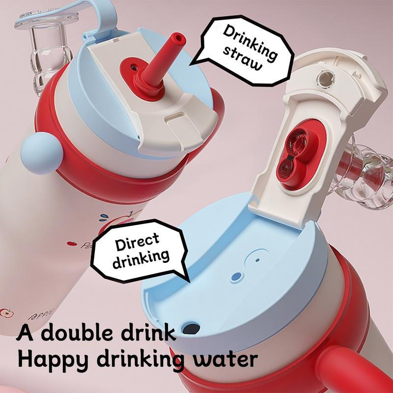 Bablov 42Oz 316L Stainless Steel Cartoon Pattern Water Cup with Handle---Leak-Proof Thermos Cup, Cute and Suitable for Children, Teenagers, and Adults