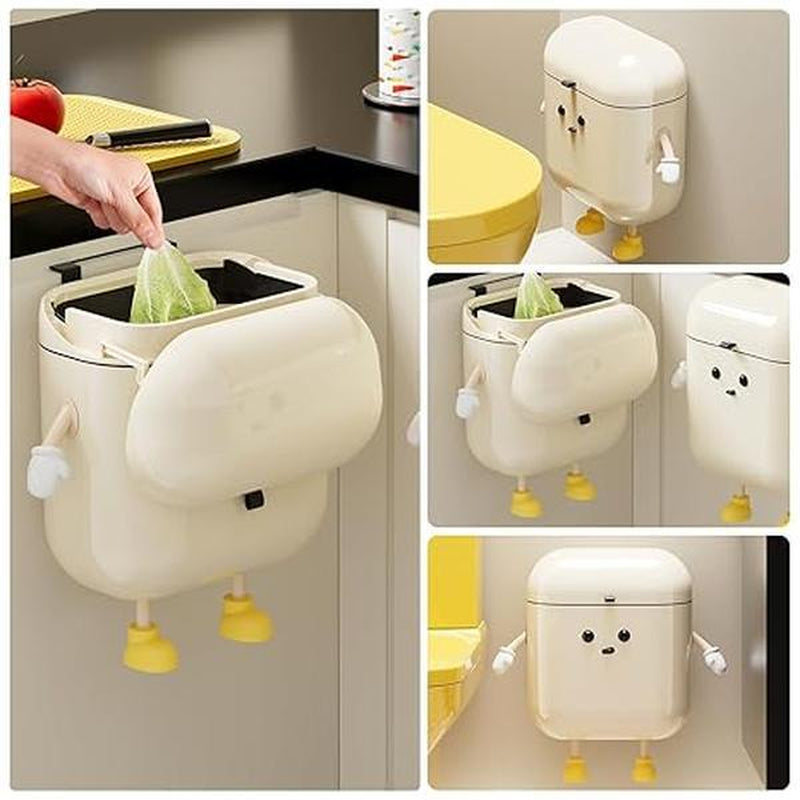 UFORU 3.2Gal/12L Compost Bin Kitchen for Counter Top or under Sink Plastic Hanging Trash Can with Lid Wall Mounted Garbage Can for Bathroom Office RV ABS Plastic Smooth Surface Easy Cleaning Leak-Proof Seal for Odor Control - Installation Installation