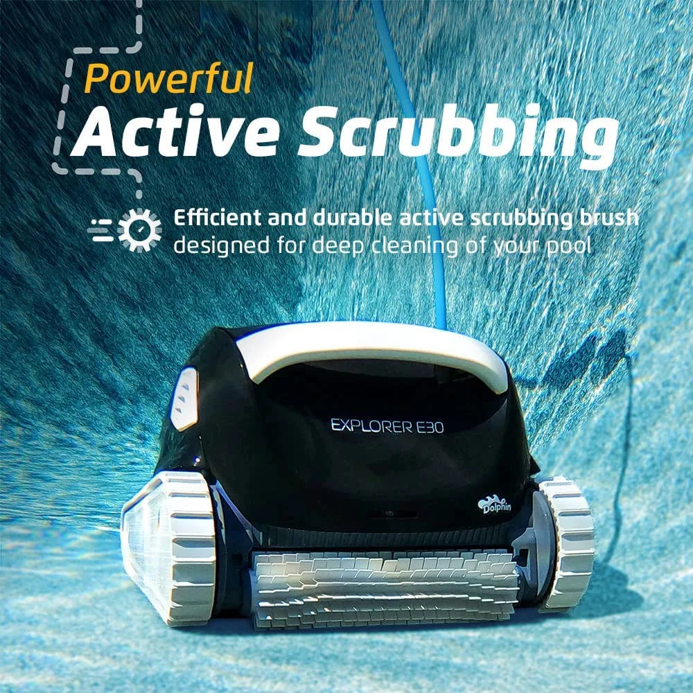 Dolphin Explorer E30 Wi-Fi Robotic Pool Vacuum Cleaner up to 50 FT - Transport Bundle with Caddy