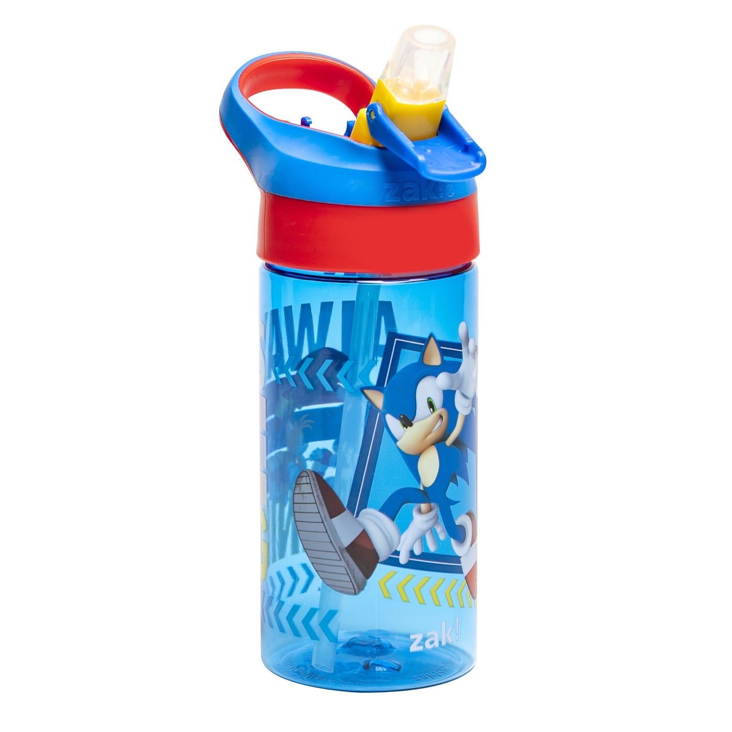 17.5Oz Sonic the Hedgehog Kids Water Bottle with Spout Cover and Built-In Carrying Loop, Made of Durable Plastic, Leak-Proof Design for Travel (17.5 Oz, Pack of 2)