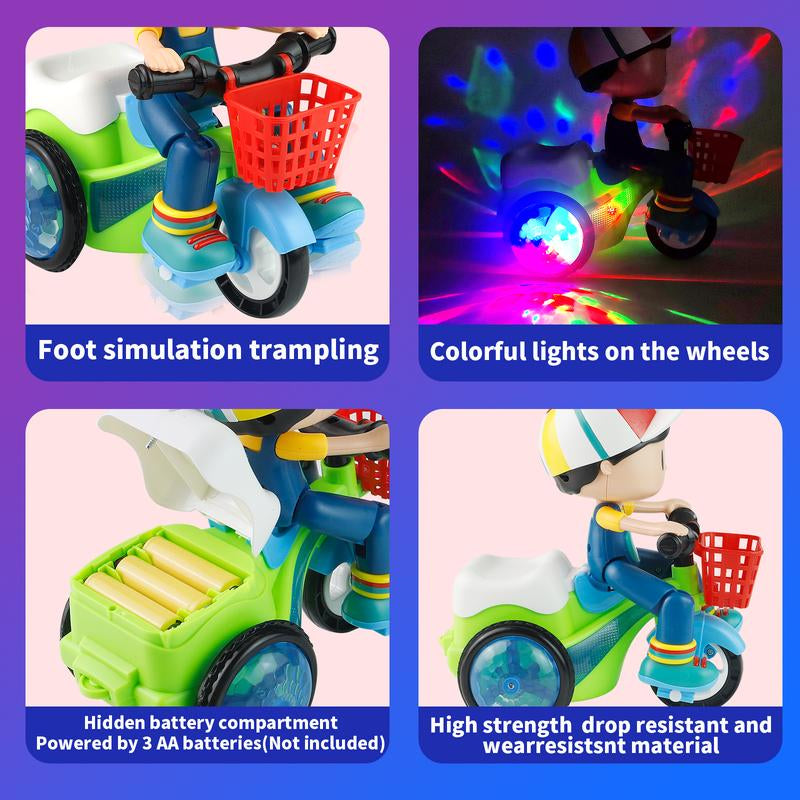 Kids Electric Stunt Bike Toy with Lights Music Wiggling Action & Obstacle Avoidance Fun for Toddlers Christmas Gift Idea