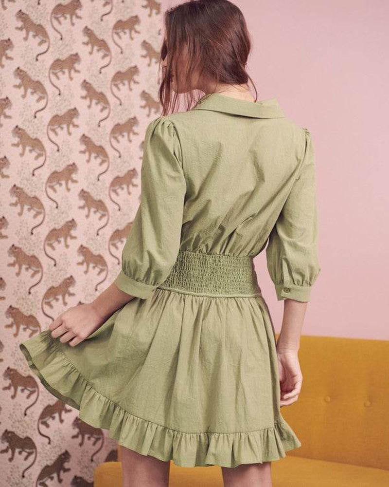 Eyelet Detail 3/4 Sleeve Short Dress JBJ1091
