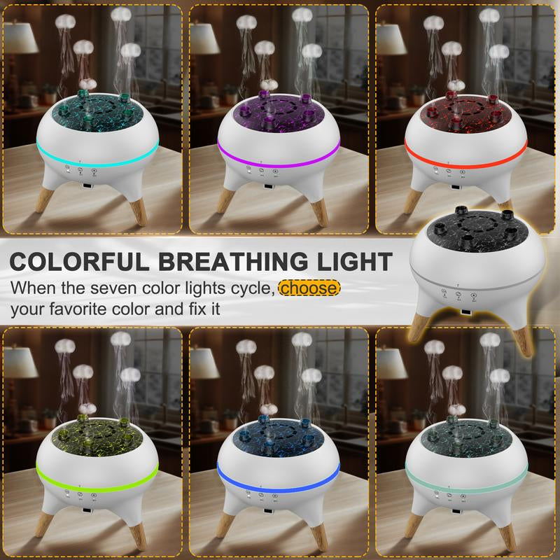 Essential Oil Diffuser 250Ml,Jellyfish Diffuser Volcano Diffuser Air Humidifiers Dynamic Sound Pickup Ultrasonic Aromatherapy Remote Control 7-Color Lights for Home Bedroom Office Hote
