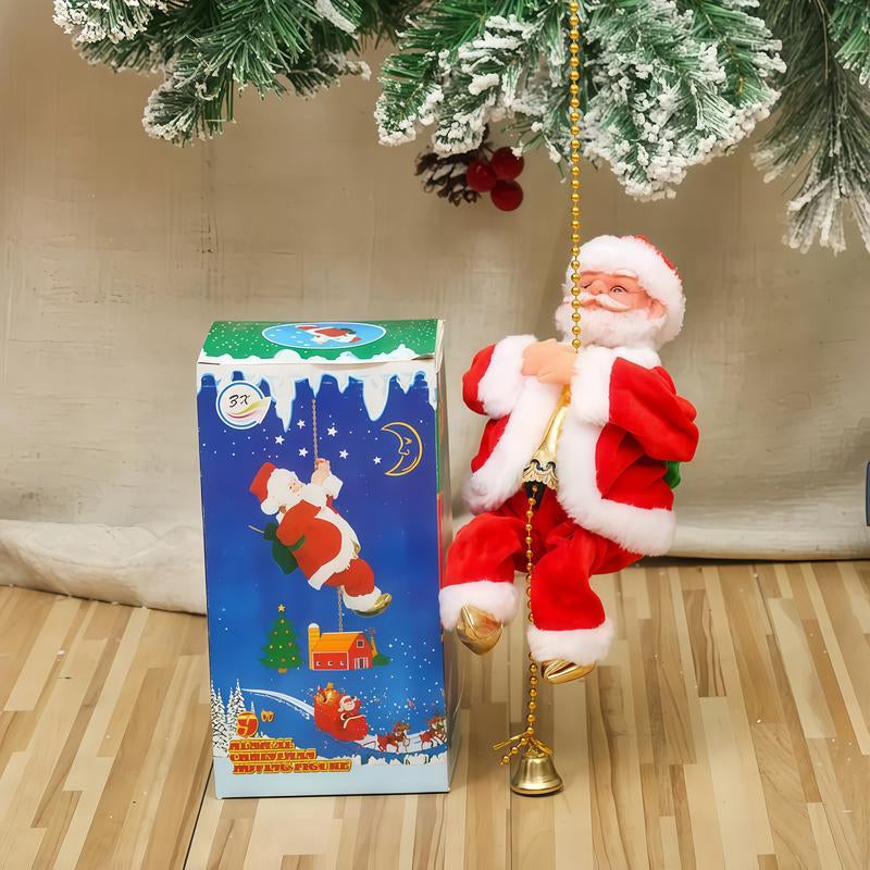 Classic Climbing Beads Santa Claus, Christmas Decorations, Battery Operated, Plastic Holiday Hanging Decorations, Batteries Provide Your Own, Suitable for Home, Kitchen, Mantelpiece, Window, Party Supplies.