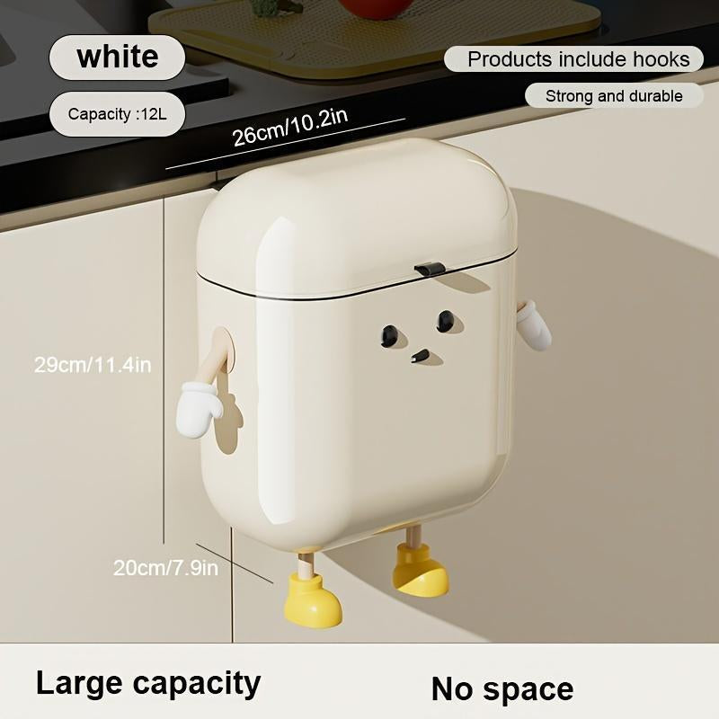 UFORU 3.2Gal/12L Compost Bin Kitchen for Counter Top or under Sink Plastic Hanging Trash Can with Lid Wall Mounted Garbage Can for Bathroom Office RV ABS Plastic Smooth Surface Easy Cleaning Leak-Proof Seal for Odor Control - Installation Installation