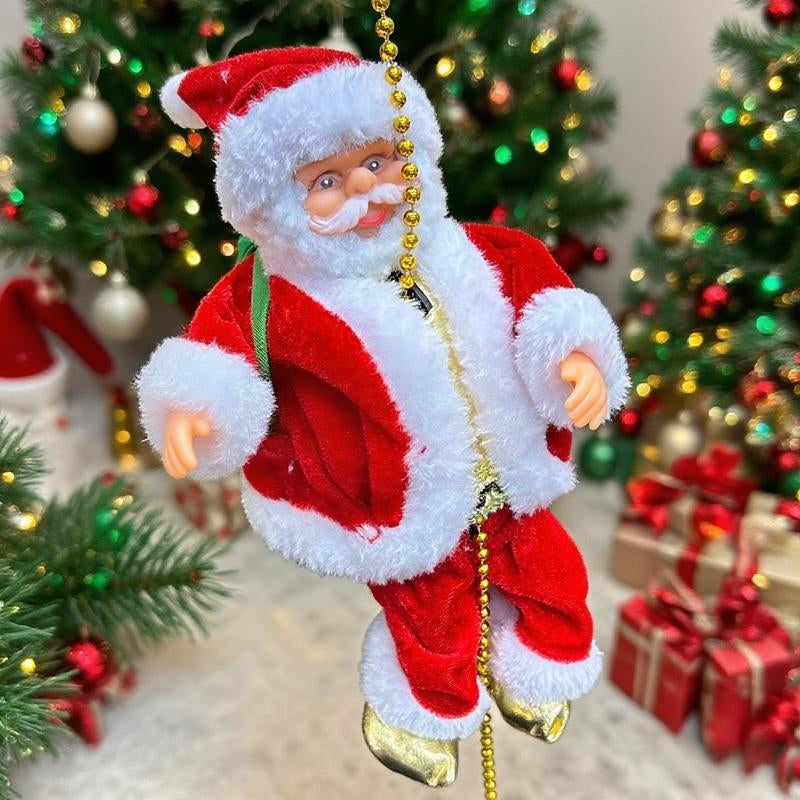 Classic Climbing Beads Santa Claus, Christmas Decorations, Battery Operated, Plastic Holiday Hanging Decorations, Batteries Provide Your Own, Suitable for Home, Kitchen, Mantelpiece, Window, Party Supplies.