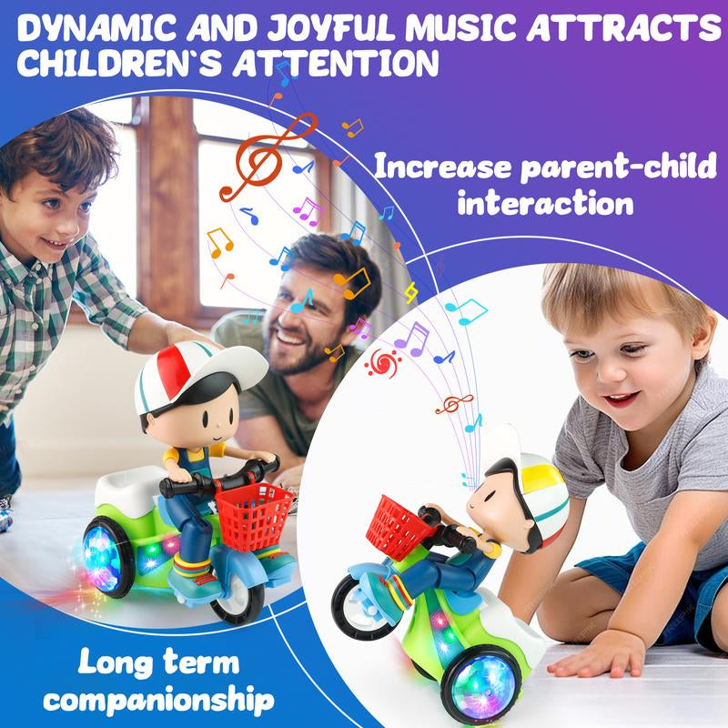 Kids Electric Stunt Bike Toy with Lights Music Wiggling Action & Obstacle Avoidance Fun for Toddlers Christmas Gift Idea