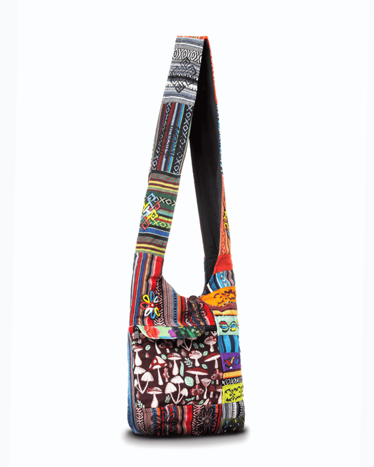 Kathmandu Collection Tribal Stripe Patchwork Hobo Bag