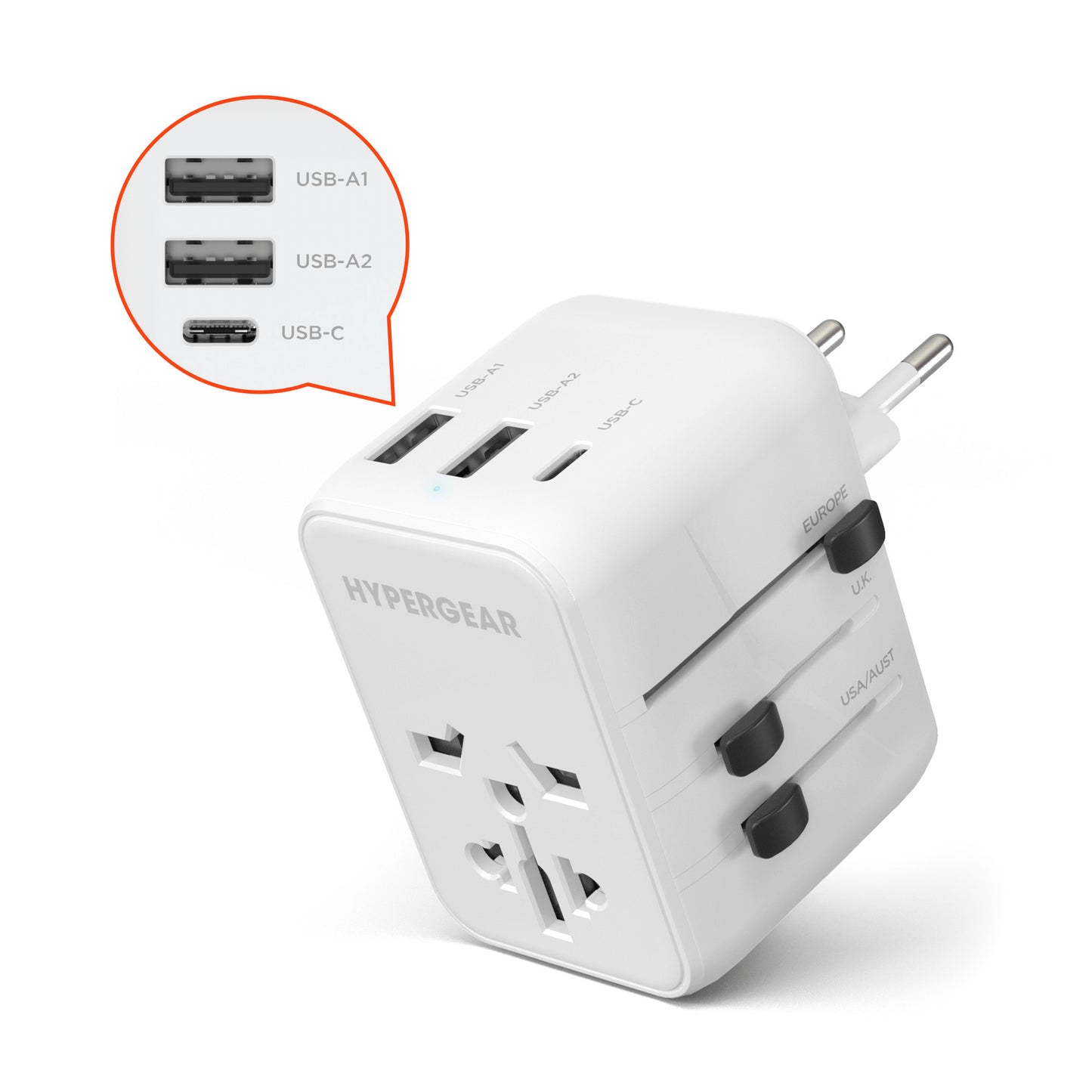 Hypergear Worldcharge Universal Travel Adapter with USB-C