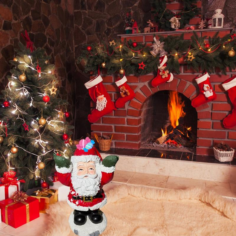 A Santa Claus Transformed into a Strongman Storage Ornament, a Cute and Creative Santa Claus Tray Sculpture, a Christmas Home Living Room Coffee Table Decoration Ornament, a Christmas Gift for Friends and Family, Resin Handicrafts