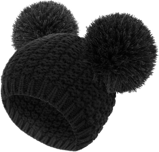 Winter Beanie Hats for Women Cable Knit Soft Cute Beanie with Double Pompom Ears