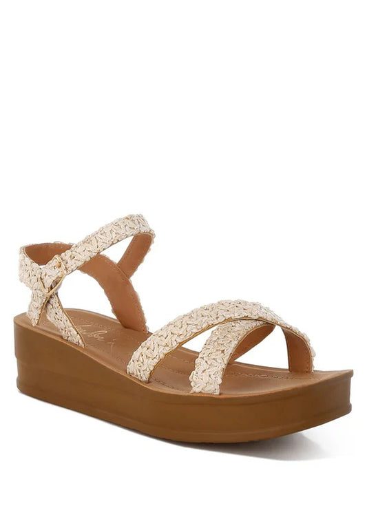 Sephone Woven Square Toe Wedges