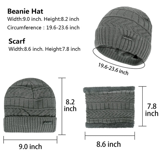 5 Pcs Winter Beanie Hat Scarf Touchscreen Gloves Set with Wool Socks for Men Women Gray