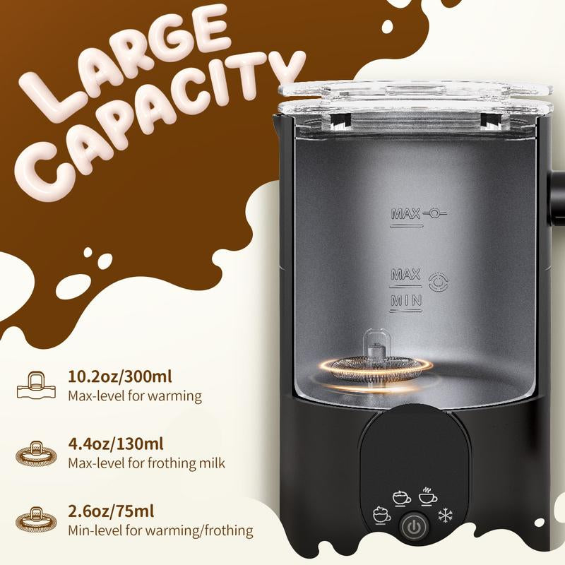 Puldoum Electric Milk Frother 30 Seconds Frothing 4-In-1 Automatic Warm & Cold Froth Maker for Coffee Latte Cappuccino Macchiato Hot Chocolate 11.8Oz 350Ml