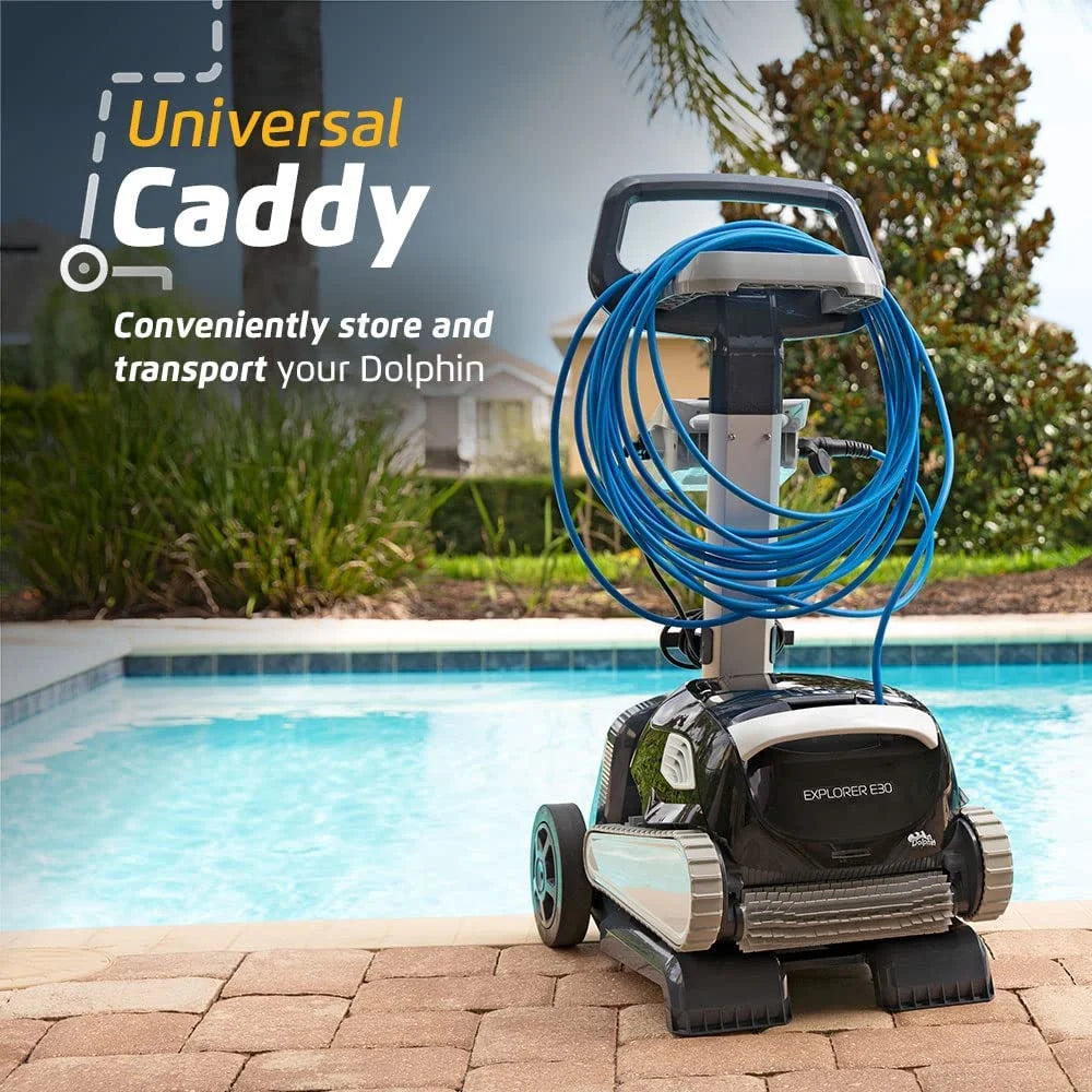 Dolphin Explorer E30 Wi-Fi Robotic Pool Vacuum Cleaner up to 50 FT - Transport Bundle with Caddy